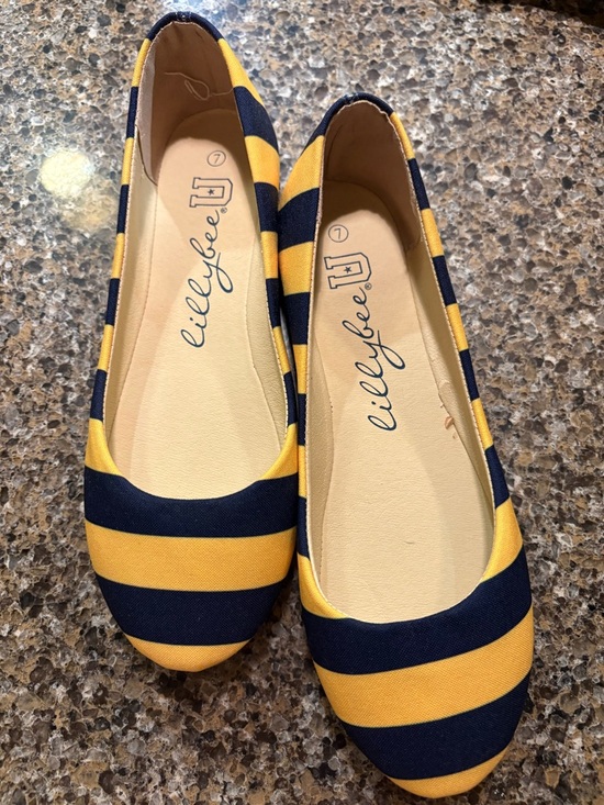 lillybeeU Shoes - New Blue and Gold Flats with removable WVU bow
